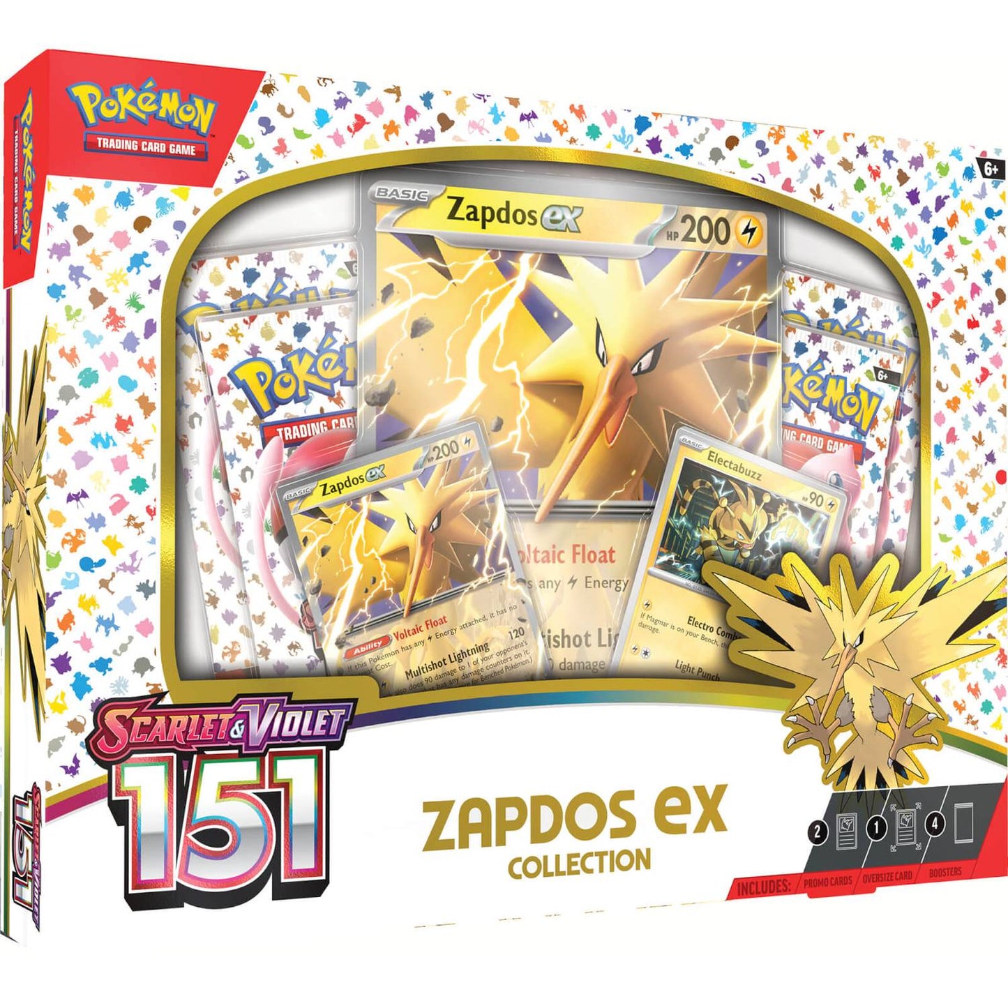 Pokémon TCG 151 Scarlet & Violet Zapdos Ex Collection Box Trading Cards