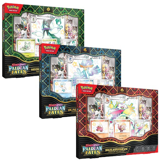 Pokémon TCG: Scarlet & Violet 4.5 Paldean Fates Premium Collection – Meowscarada / Quaquaval / Skeledirge